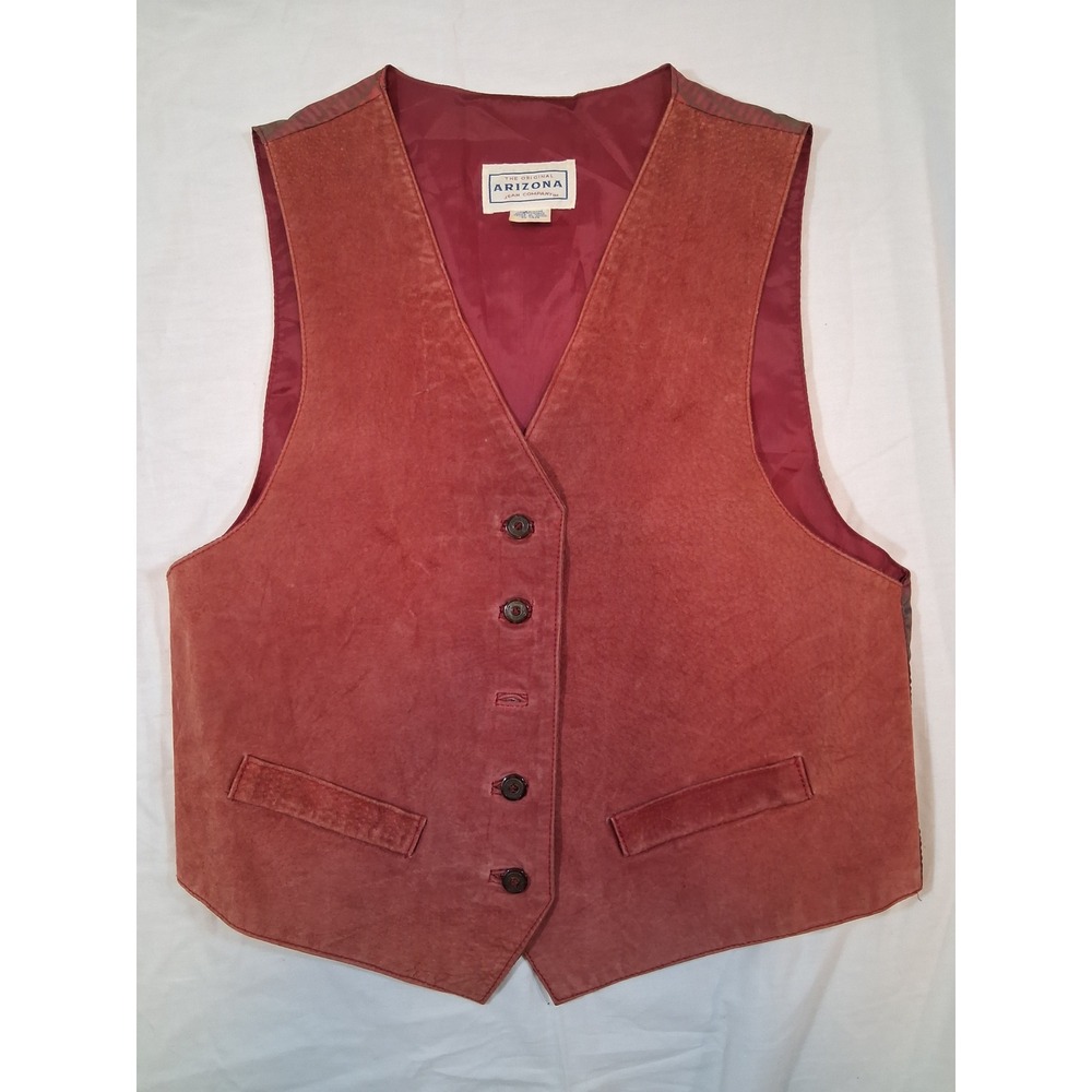 Arizona Jean Company Genuine Leather Red Vest Medium Vintage 90s Western
